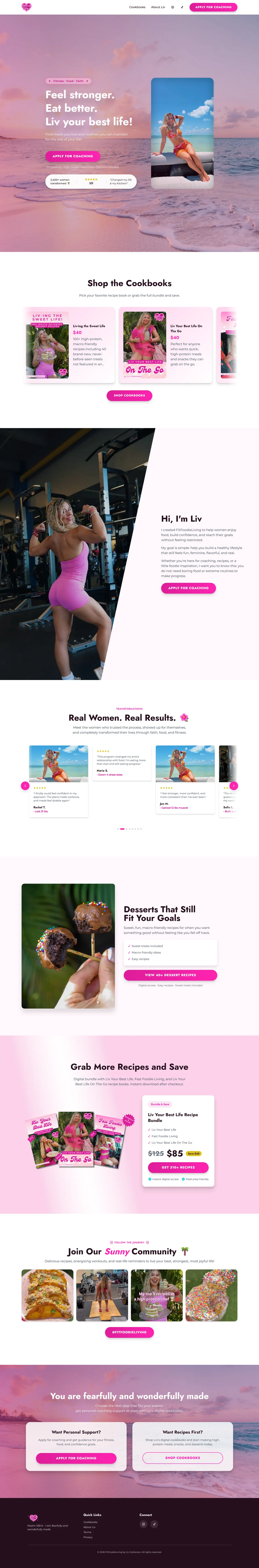 Fit Foodie Living Homepage desktop layout