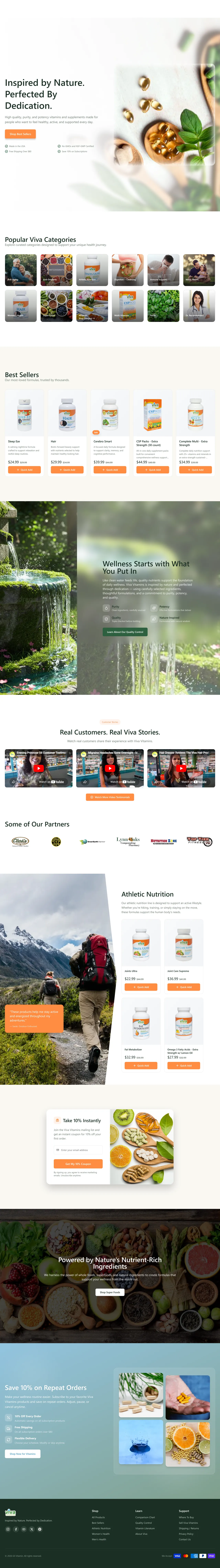 Viva Vitamins Homepage desktop layout