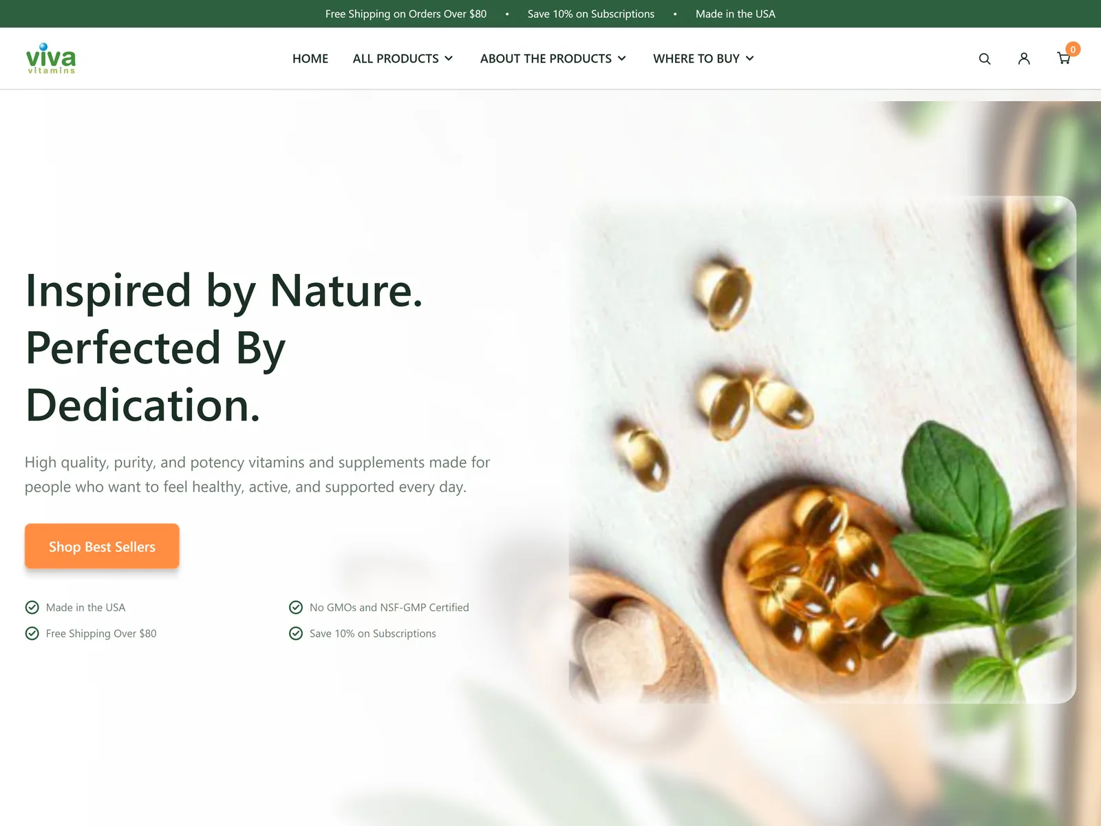 Viva Vitamins Shopify storefront homepage